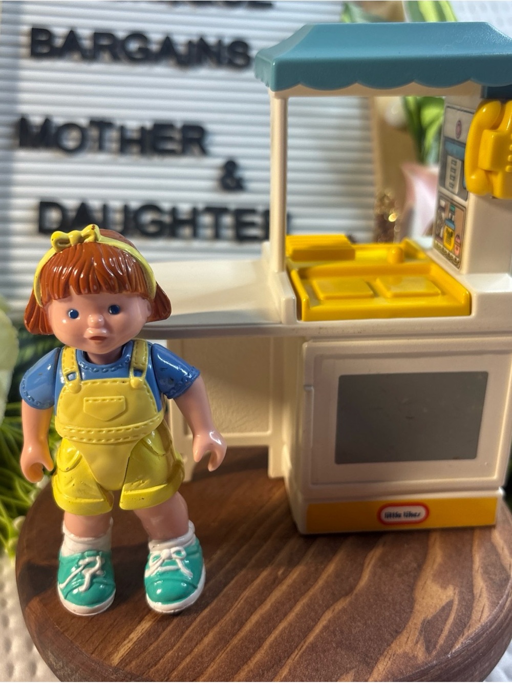 Vintage Little Tikes Dollhouse Kitchen Island with Doll